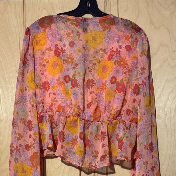Wild Fable Floral, Sheer top in Orange size L - Picture 2 of 2